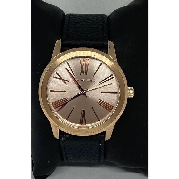 Michael Kors Hartman MK3491 Women's Black Leather Analog Dali Quartz Watch OP750 - Picture 1 of 12